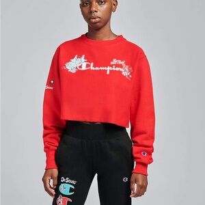 Rare Champion Dr. Seuss Red Cropped Crewneck Large